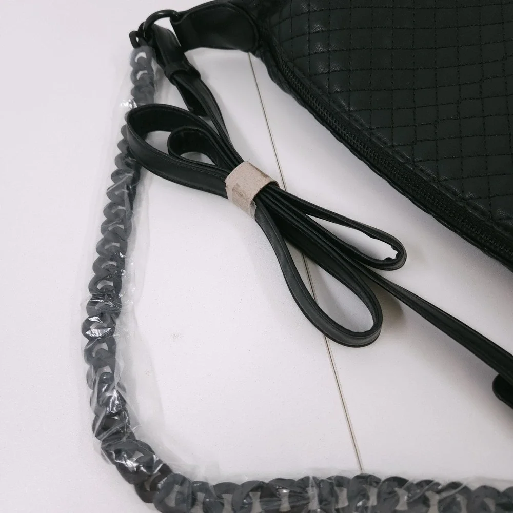 Like Dreams‎ Morgan Baguette Shoulder Crossbody Bag Black Chain Zip Top Small - Picture 11 of 11